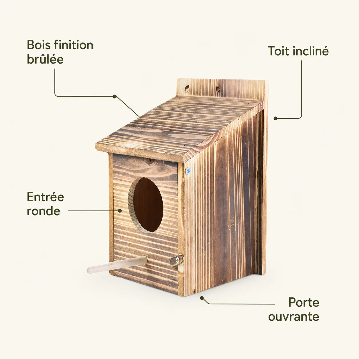 Vogelhuisje gebrand hout — foto 3