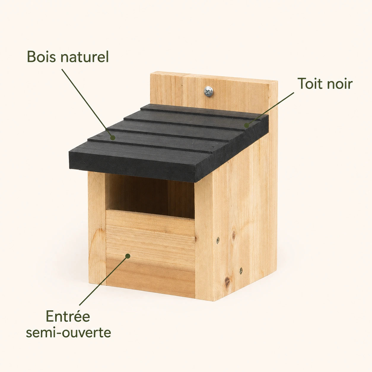 Vogelhuisje semi-open met dak zwart — foto 4