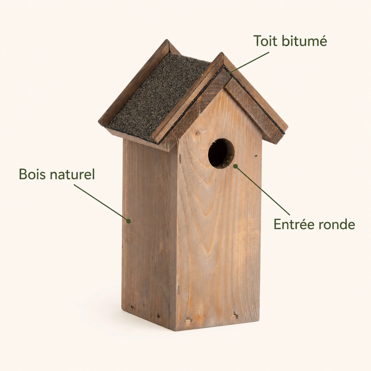 Vogelhuisje slank bruin met dubbel bitumendak — foto 4