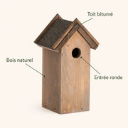Vogelhuisje slank bruin met dubbel bitumendak — foto 4