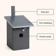 Vogelhuisje grijs antraciet met dak plat 32 mm — foto 4