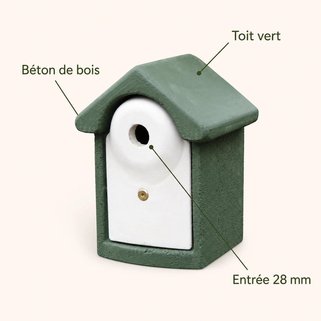 Vogelhuisje groen van houtbeton 28 mm — foto 4
