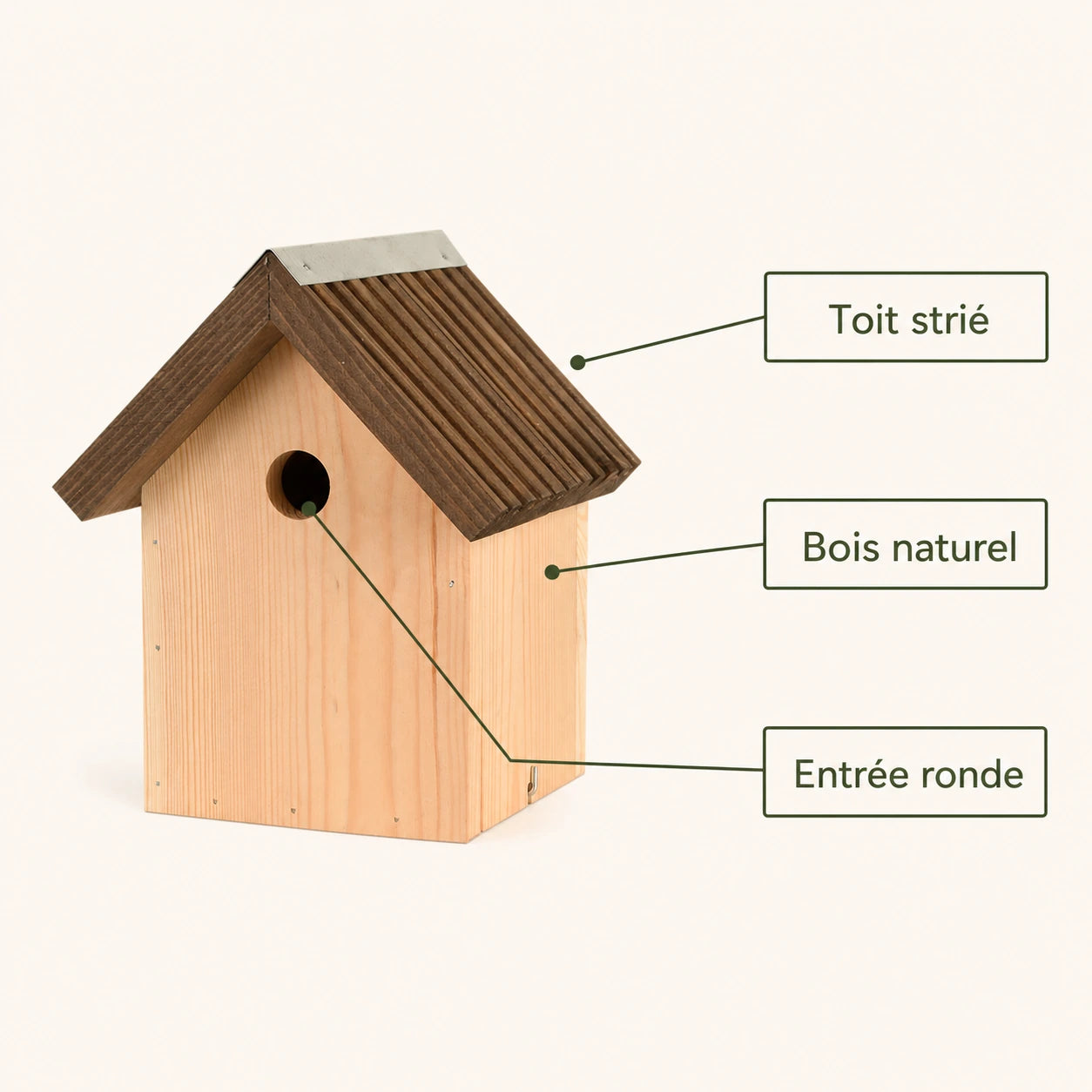 Houten vogelhuisje met dak groove 27 mm — foto 4