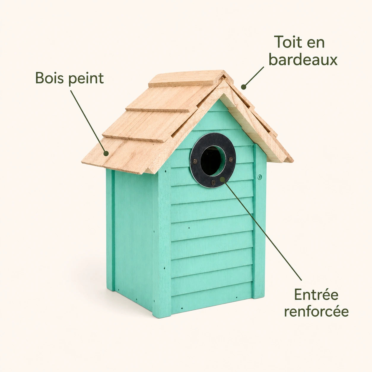 Vogelhuisje groen met dak van dakspanen — foto 4