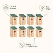 Set van 8 vogelhuisjes van grenenhout — foto 4