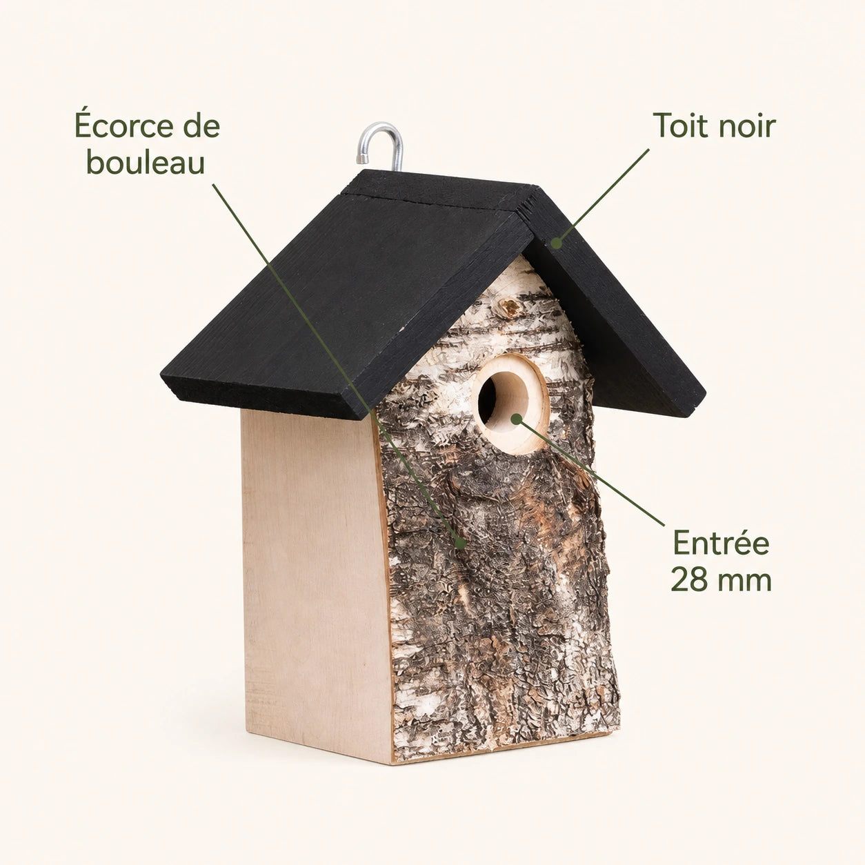 Houten vogelhuisje licht ingang 28 mm — foto 4