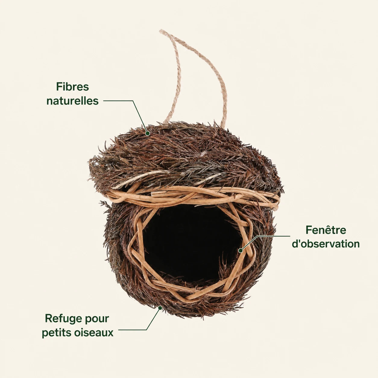 Vogelhuisje rond van gras natuurlijk gevlochten — foto 4