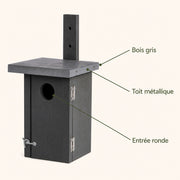 Vogelhuisje grijs compact met dak plat 30 mm — foto 4