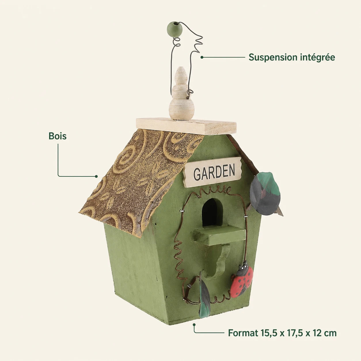 Vogelhuisje landelijk van stammen groen — foto 4
