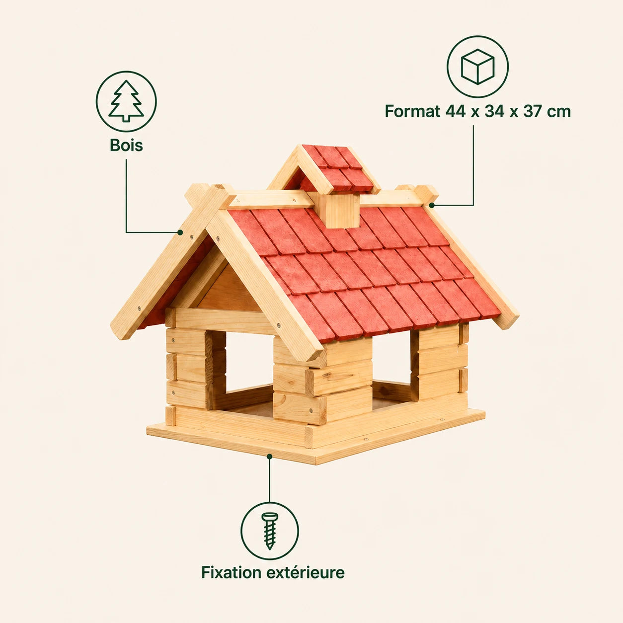 Voederbak chalet XXL van hout — foto 4