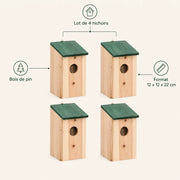 Set van 4 vogelhuisjes van grenenhout — foto 4