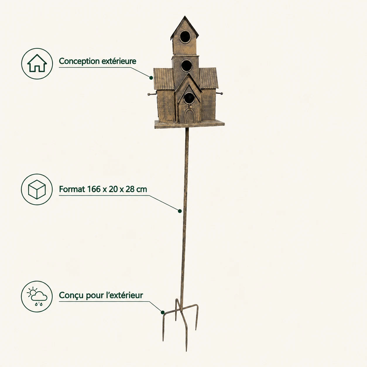 Groot vogelhuisje vogels huis met plant 166x20x28cm — foto 4