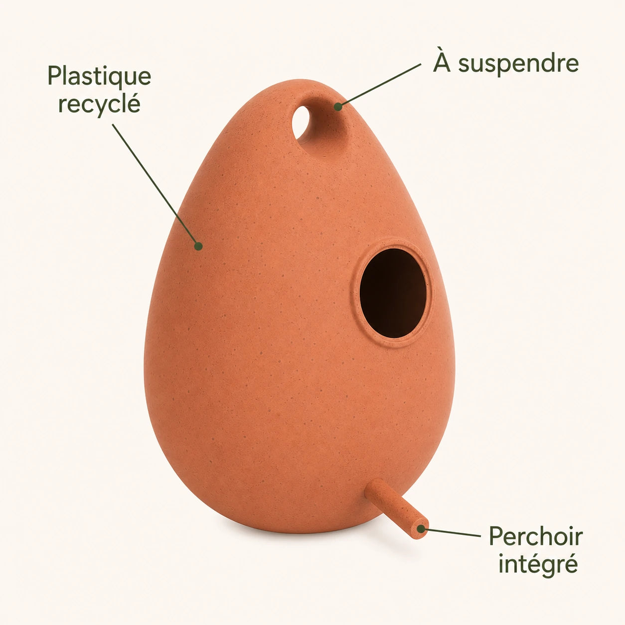 Vogelhuisje gerecycled grijs 18 cm — foto 4