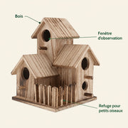 Vogelhuisje village wand-mounted van hout natuurlijk — foto 4