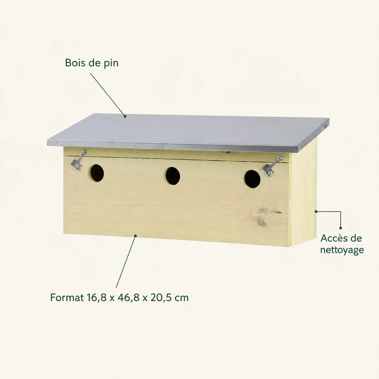 Vogelhuisje horizontaal van hout grenen FSC® — foto 4