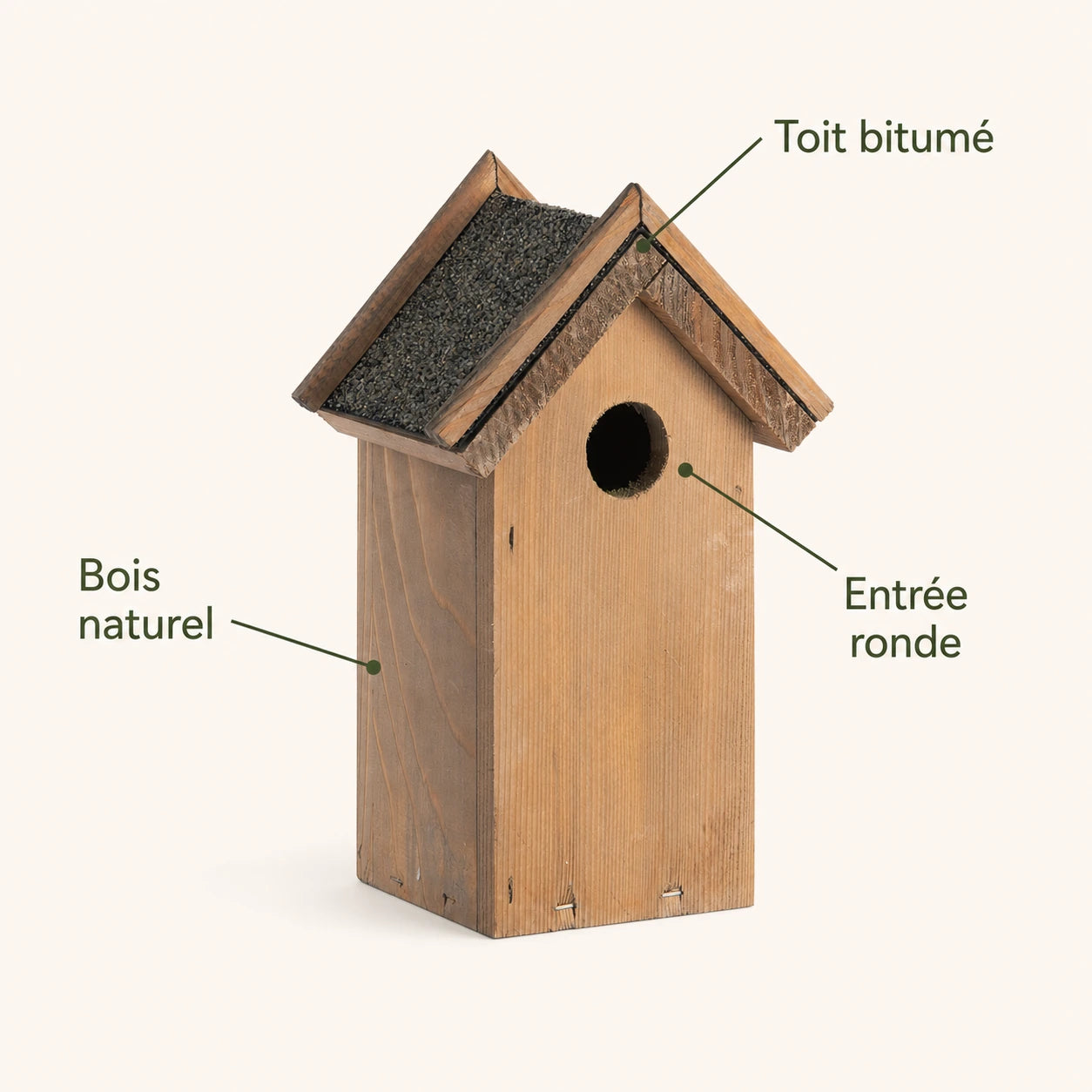 Vogelhuisje bruin antiek compact met dubbel bitumendak — foto 4