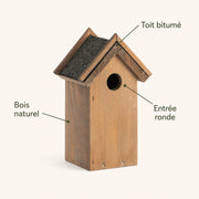 Vogelhuisje bruin antiek compact met dubbel bitumendak — foto 4