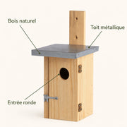 Houten vogelhuisje natuurlijk met zinken dak 30 mm — foto 4