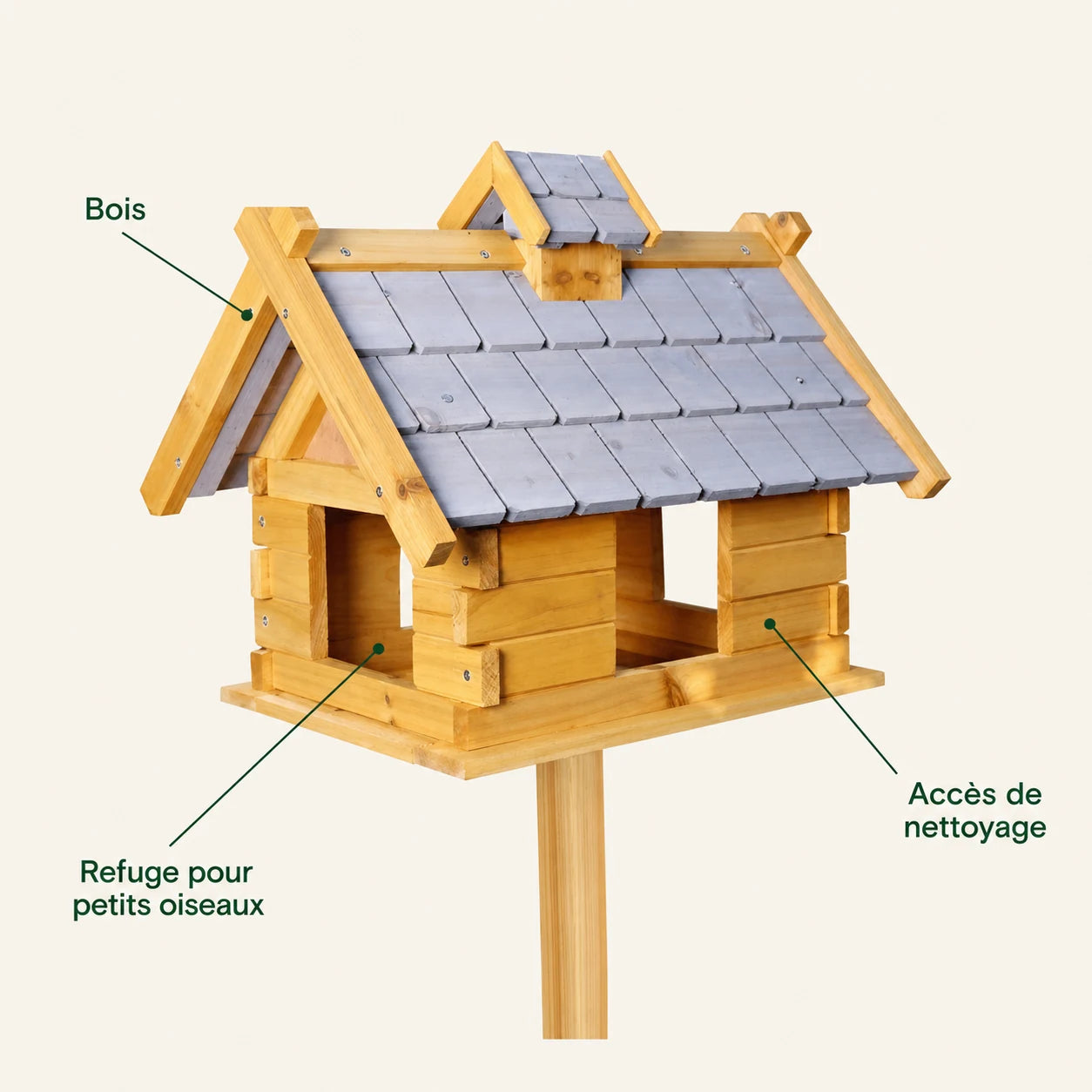 Houten vogelhuisje grijs voor vogels — foto 4