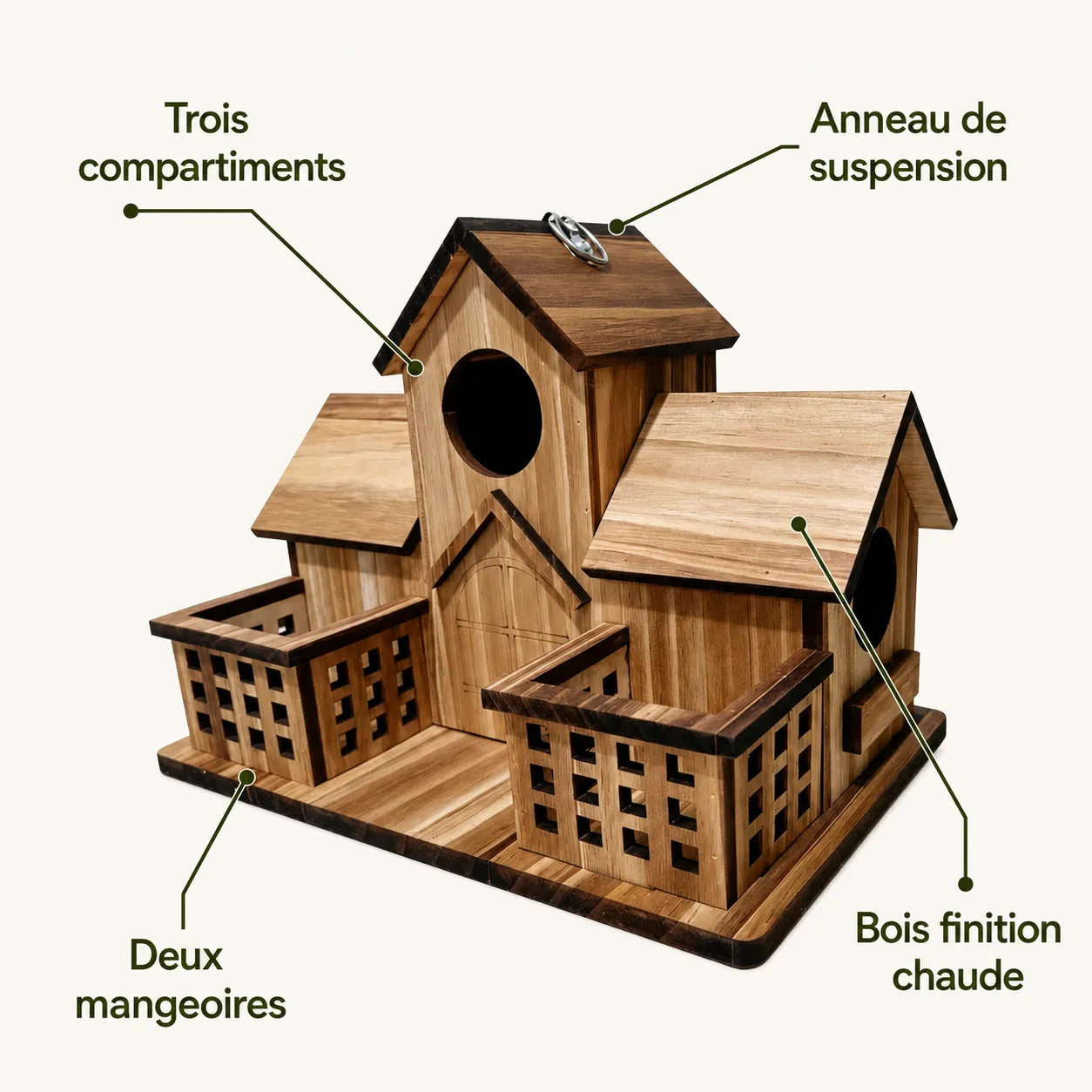 Vogelhuisje drievoudig voederbakken — foto 3