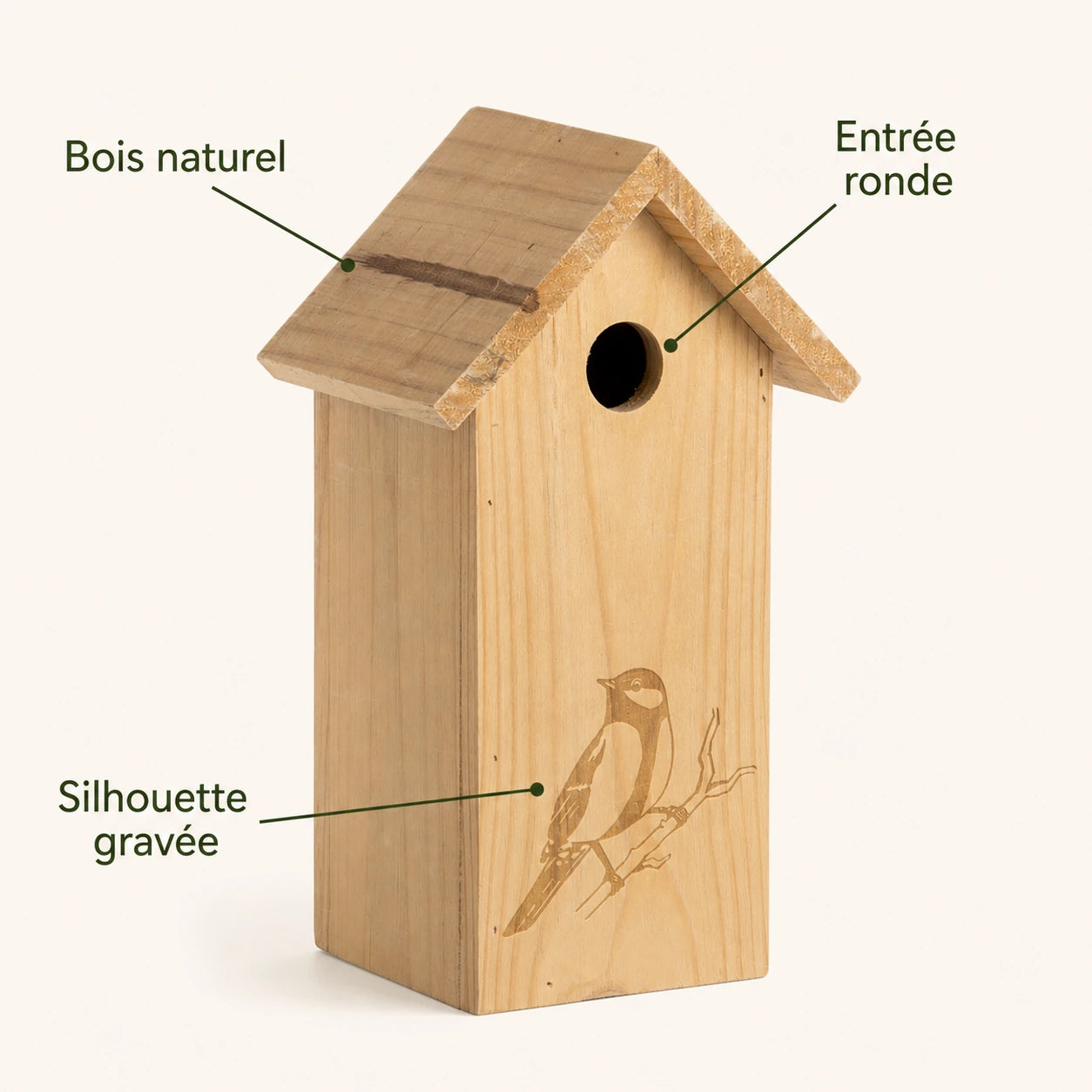 Vogelhuisje gegraveerd met ingang 32 mm — foto 4