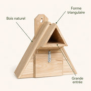 Vogelhuisje driehoekig van hout met ingang open — foto 4