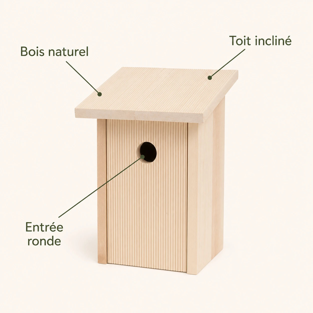Houten vogelhuisje licht met voorkant gegroefd — foto 4