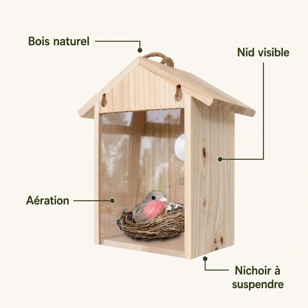 Vogelhuisje kijkkast hout — foto 3