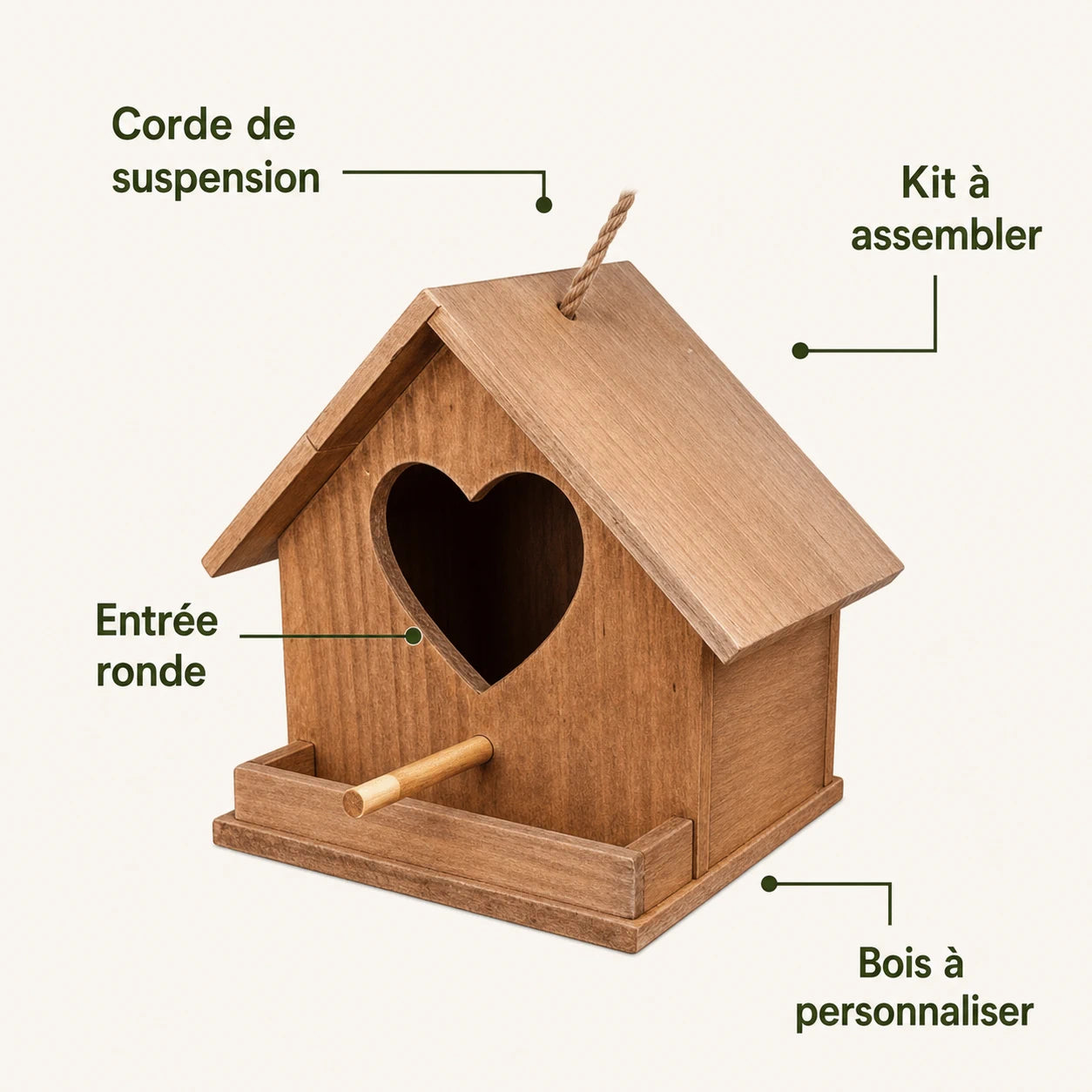 Vogelhuisje hart hout — foto 3