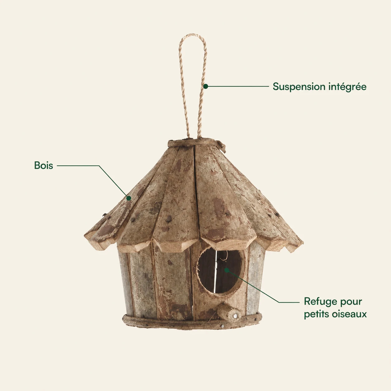 Vogelhuisje rond van hout — foto 4