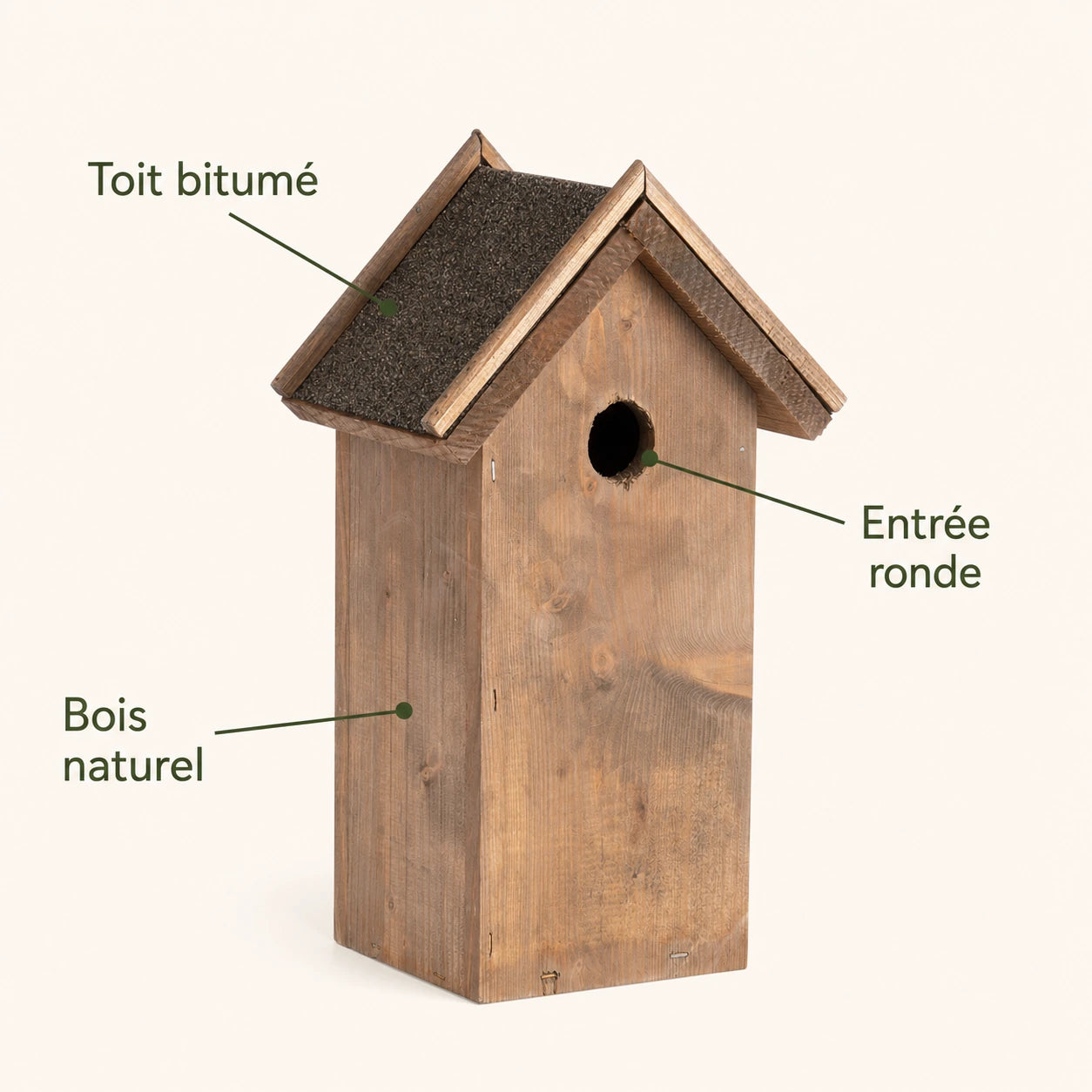 Vogelhuisje bruin gewast compact met dubbel bitumendak — foto 4