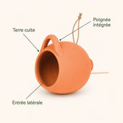 Vogelhuisje-pot hangend van terracotta met breed ingang — foto 4