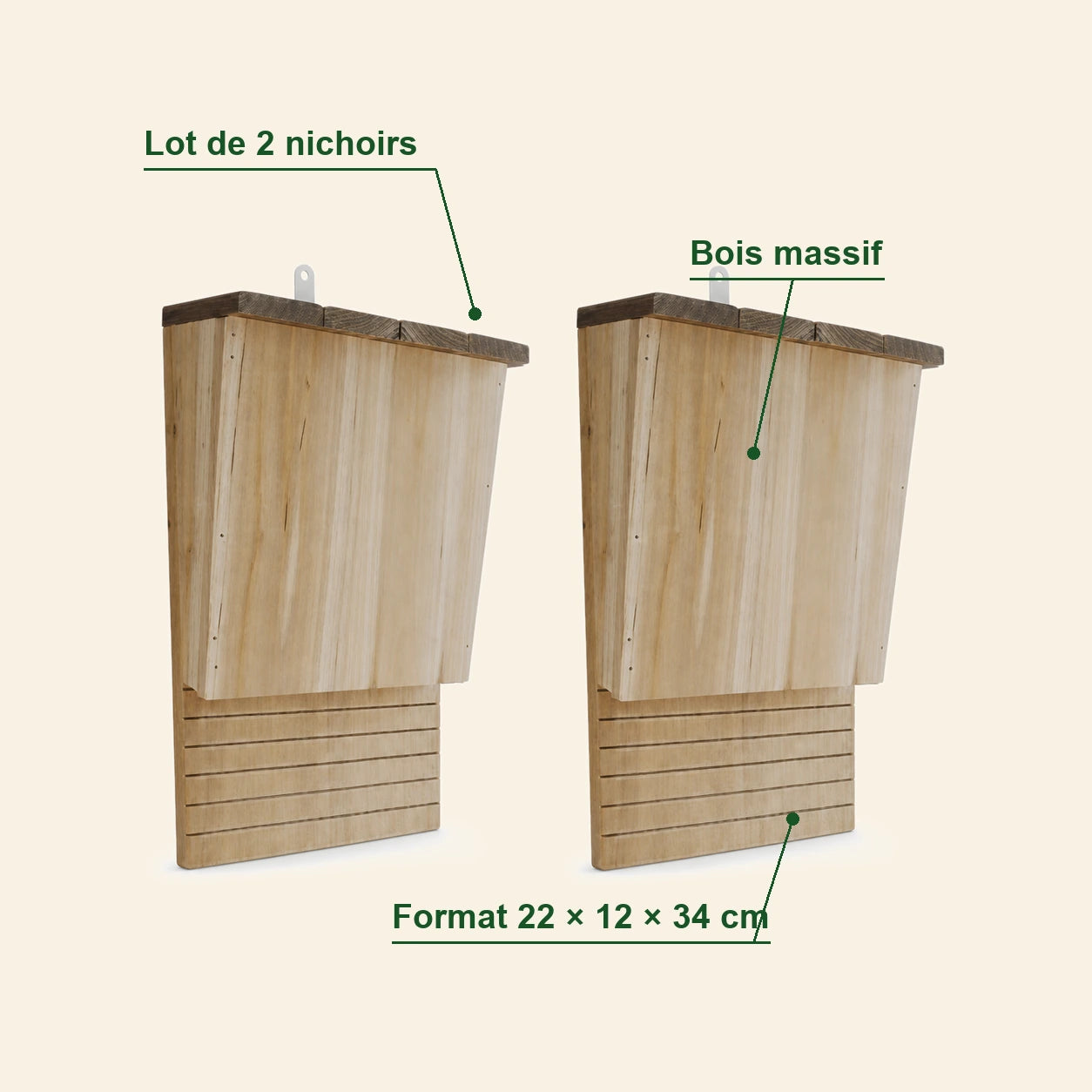 Set van 2 vogelhuisjes met bats 22 × 12 × 34 cm — foto 4