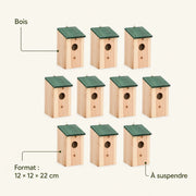 Set van 10 vogelhuisjes van spar groen formaat 12 × 12 × 22 cm — foto 4
