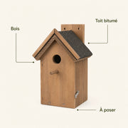 Houten vogelhuisje bruin met bitumendak formaat 16 × 21,5 cm — foto 4