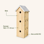 Vogelhuisje met meerdere vakken van grenen met zinken dak formaat 19,5 × 17 × 51 cm — foto 4