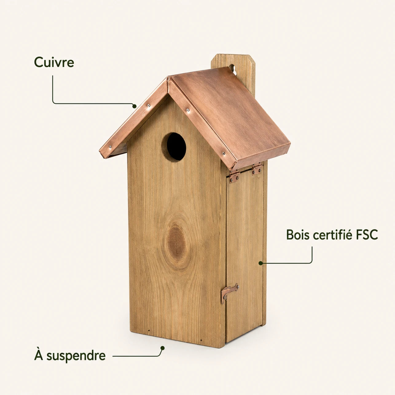 Vogelhuisje met koperen dak bruin — foto 4