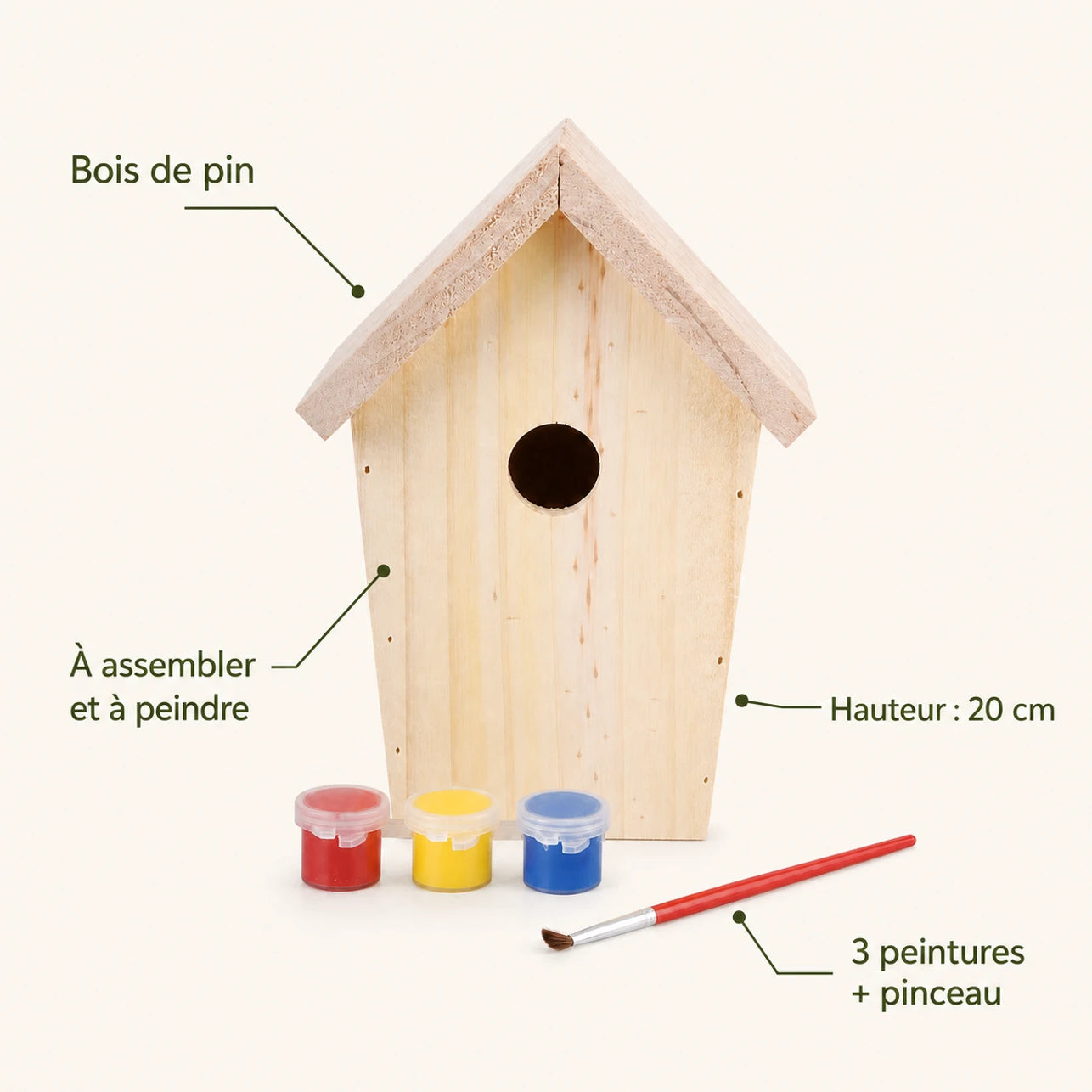 Houten vogelhuisje blauw / geel — foto 4