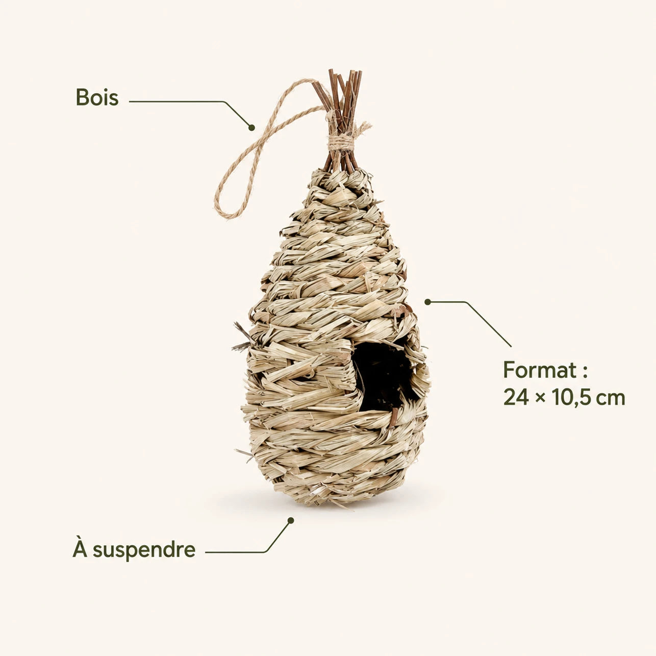 Hangend vogelhuisje van hout formaat 24 × 10,5 cm — foto 4