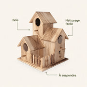 Set van 3 vogelhuisjes van hout bruin — foto 4