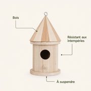 Vogelhuisje cilindrisch van hout met dak puntig — foto 4