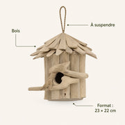 Hangend vogelhuisje van hout beige formaat 23 × 22 cm — foto 4