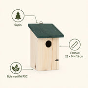 Vogelhuisje van spar met groendak formaat 22 × 14 × 15 cm — foto 4