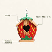 Vogelhuisje handgemaakt rood formaat 13,5 × 17 cm — foto 4