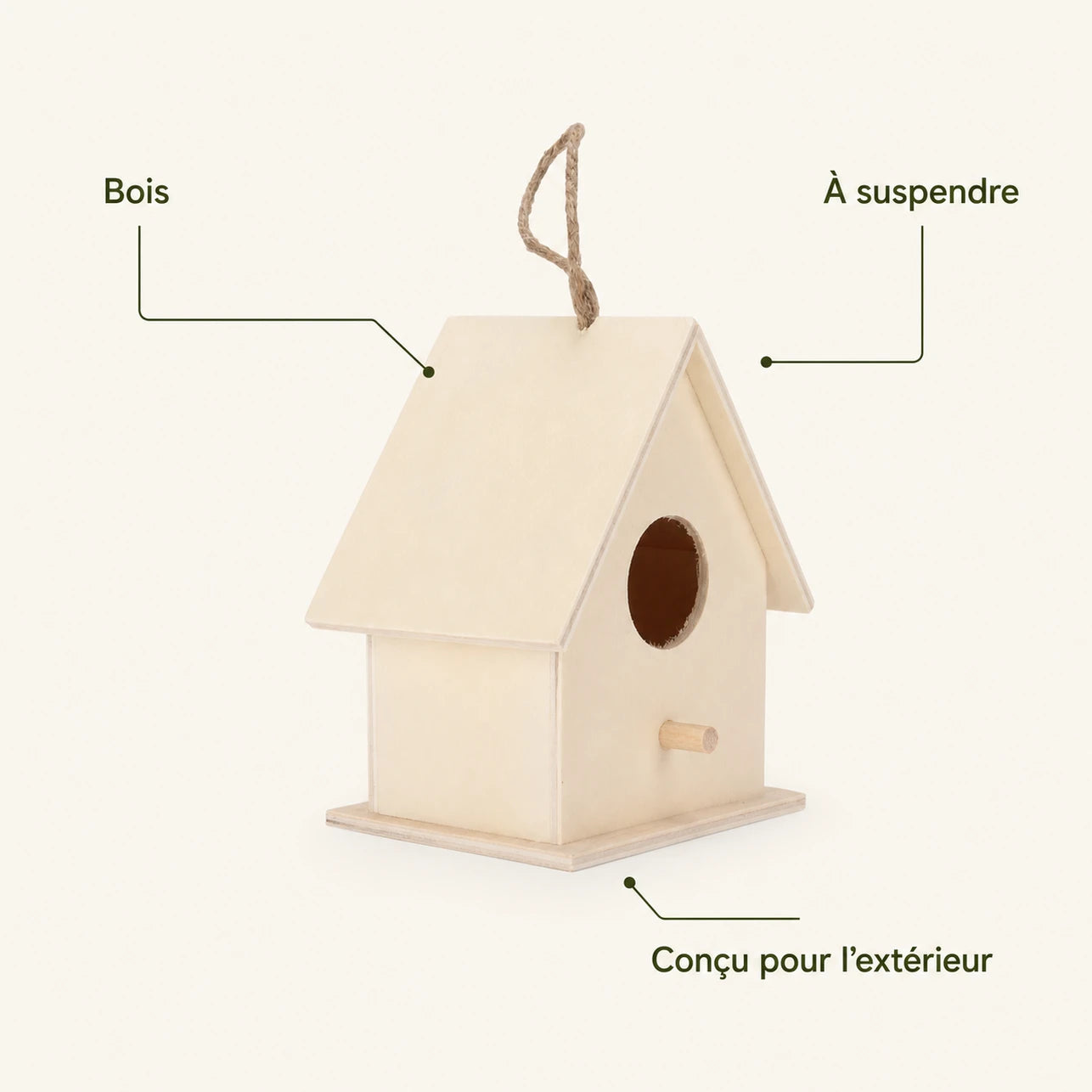 Houten vogelhuisje licht met dubbel ingang — foto 4