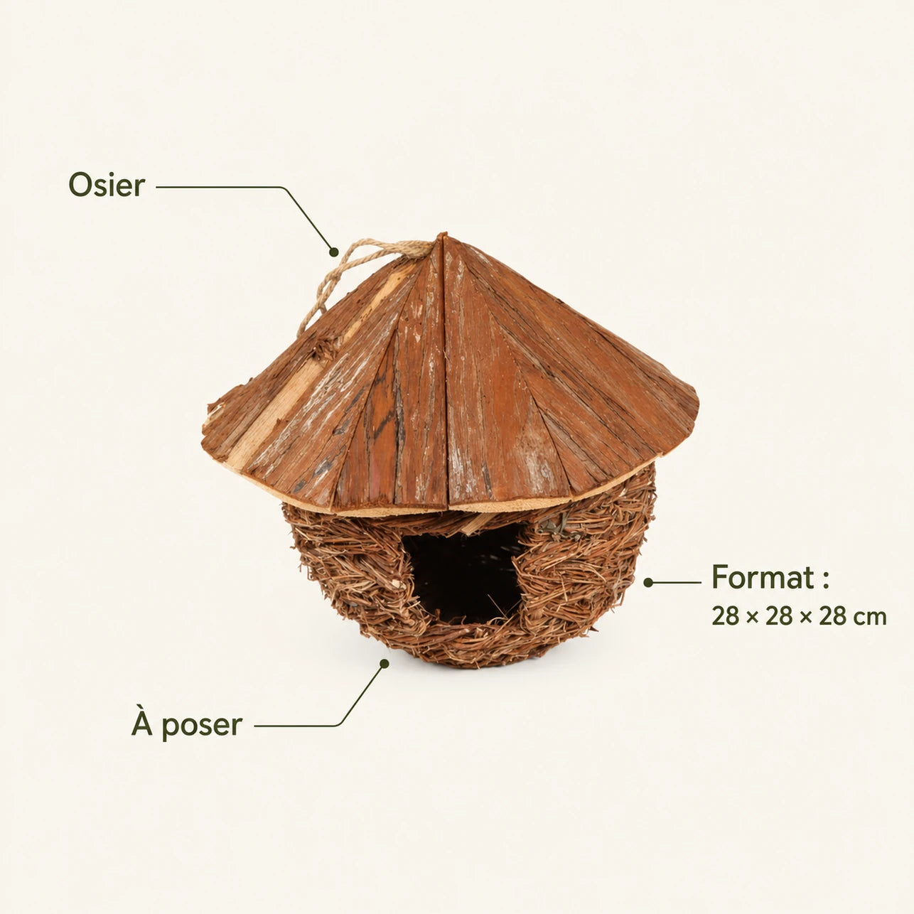 Vogelhuisje van wilg bruin formaat 28 × 28 × 28 cm — foto 4