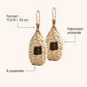 Set van 2 vogelhuisjes hangend beige formaat 11,5 × 22 cm — foto 4