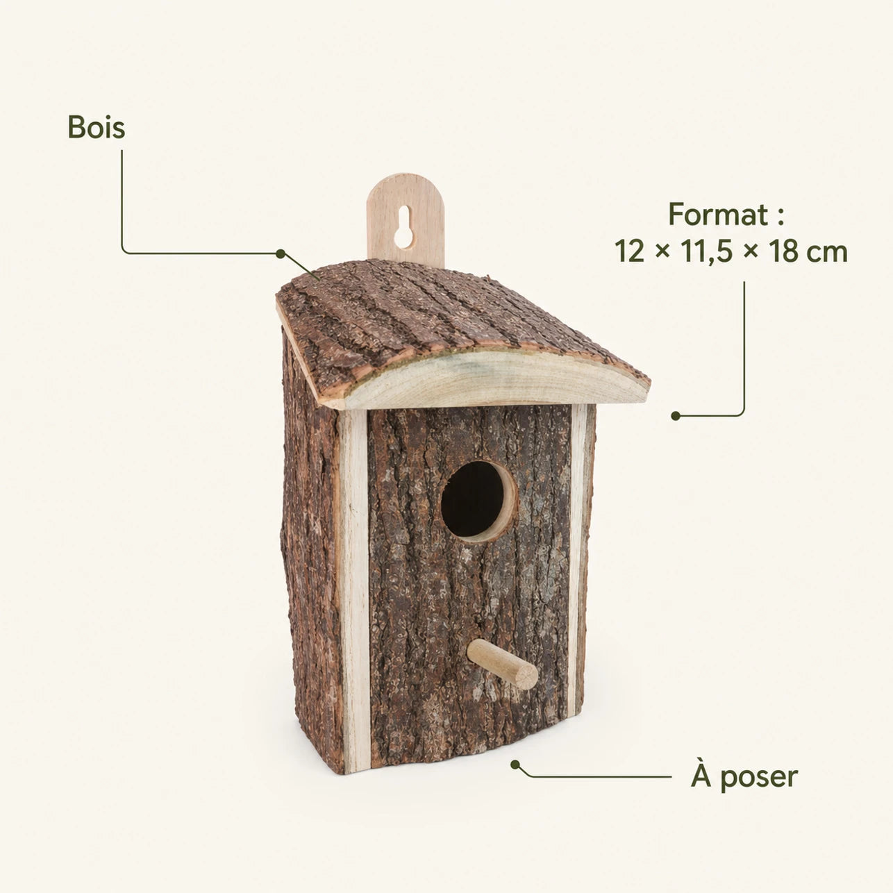 Vogelhuisje stijl rustiek van hout bruin formaat 12 × 11,5 × 18 cm — foto 4