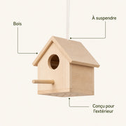 Houten vogelhuisje met zij open en zitstok — foto 4