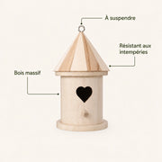 Vogelhuisje cilindrisch van hout met ingang hart — foto 4